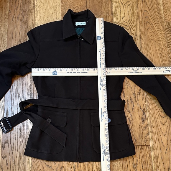 Vintage Ann Taylor Chocolate Belted Wool Jacket Size 2 - Picture 8 of 11